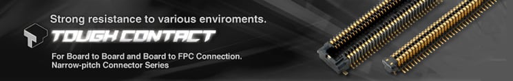 Strong resistance to various enviroments. For Board to Boad and Board to FPC Connection. Narrow-pitch Connector Series.