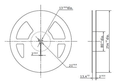 Dimensions of tape reel