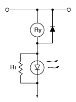 R in parallel with LED