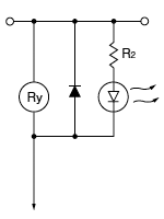 In parallel connection with relay