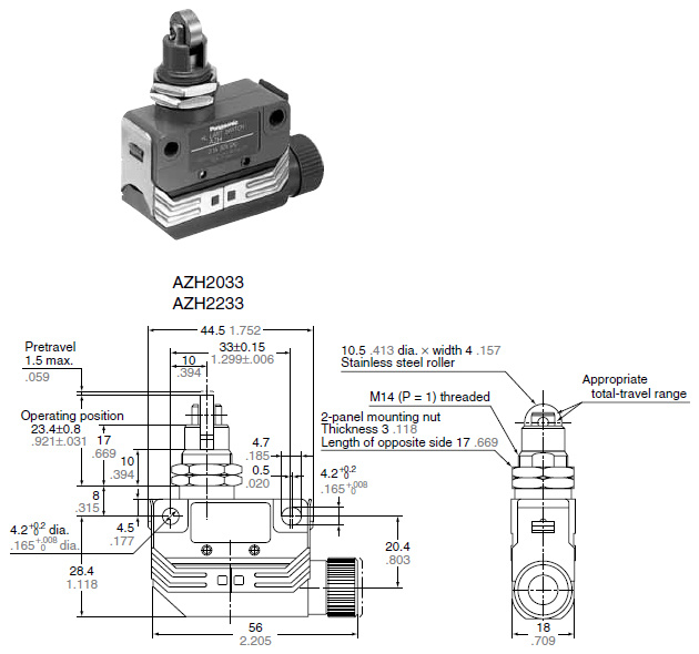 Panel mount cross roller plunger