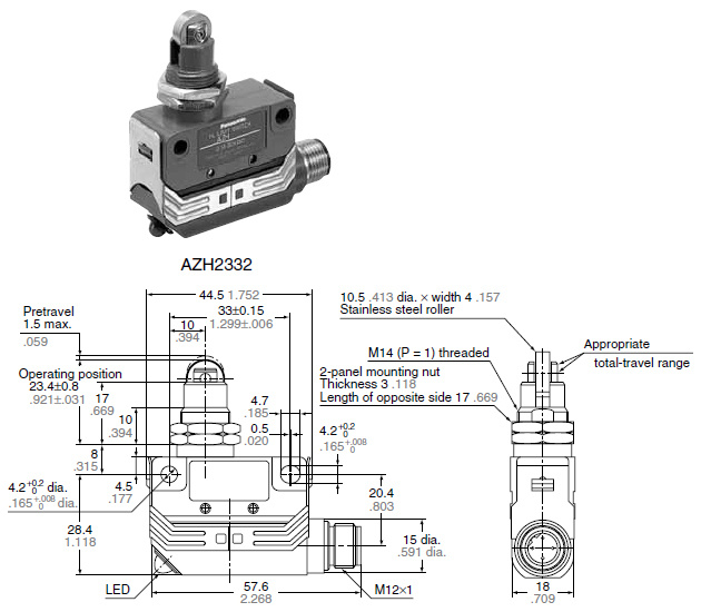 Panel mount roller plunger