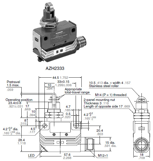 Panel mount cross roller plunger