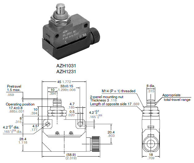 Panel mount push plunger