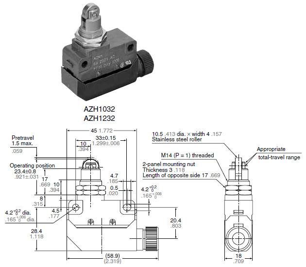 Panel mount roller plunger