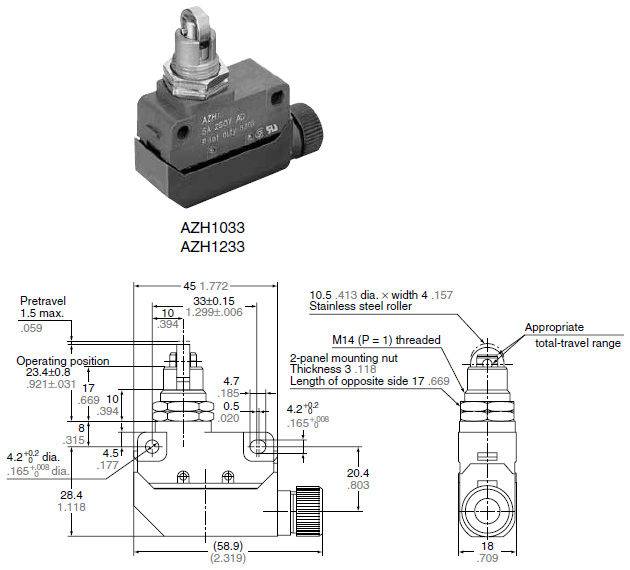 Panel mount cross roller plunger