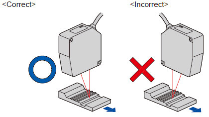 Sensor head mounting direction Object that has large differences in gaps, grooves and colors