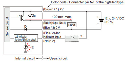 PNP output type NA1-PK5-PN NA1-5-PN I/O circuit diagram