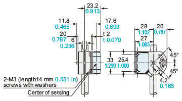 Assembly dimensions with CX-400 series (Mounting part only)