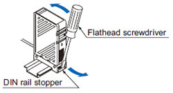 In case of using a DIN rail or the mounting bracket (MS-DIN-3)