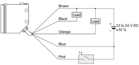 Wiring diagram Retroreflective and diffuse reflective type sensors
