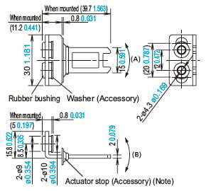 Right-angle actuator with rubber bushings (SG-K22A)